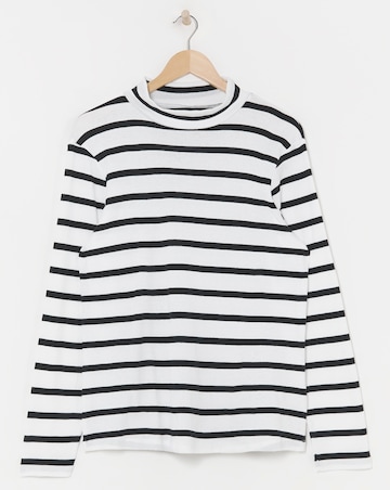 Stripe Turtle Neck Long Sleeve Top