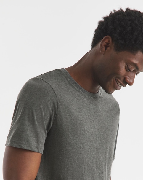 Pure Cotton Crew Neck T-Shirt Long Length- Charcoal