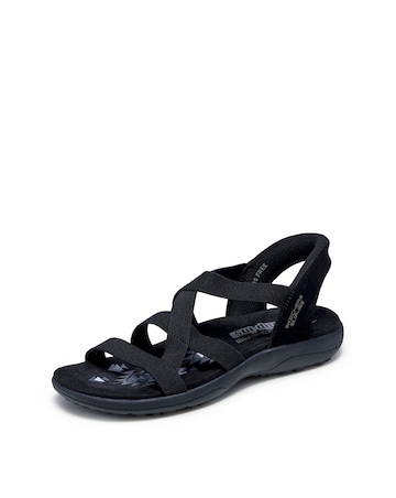 Skechers Black Reggae Stretch Flex Sandals - Wide Fit (E)