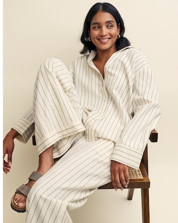 Nobody's Child Cream Pinstripe Wide Leg Trousers
