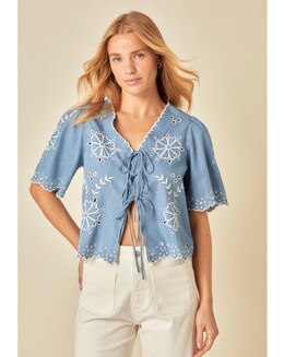 Nobodys Child Embroidered Tie Top