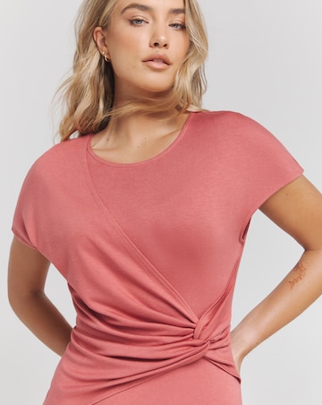 Simply Be Terracotta Twist Front Premium Jersey Dress