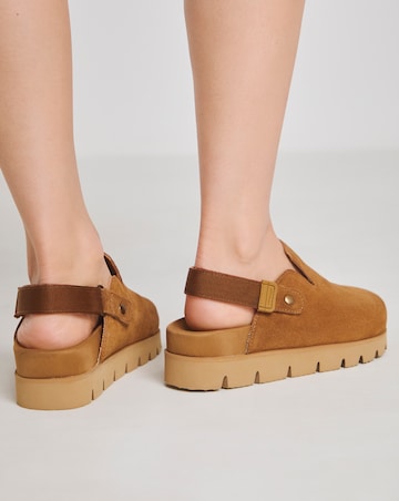 Austin Suede Chunky Closed Toe Mules - Wide Fit (E)