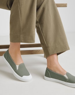 Simply Be Dalton Slip On Plimsole Trainers - Wide Fit (E)