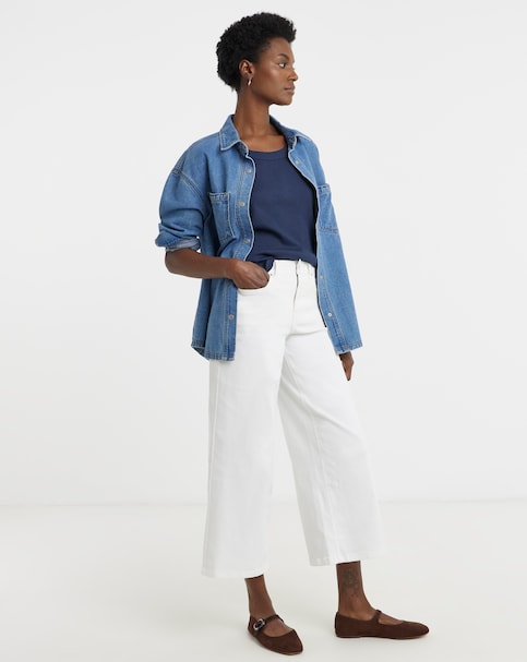 24/7 White Wide Crop Jeans