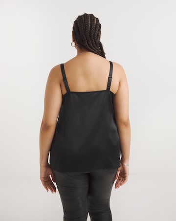 Black Lace Trim Satin Cami