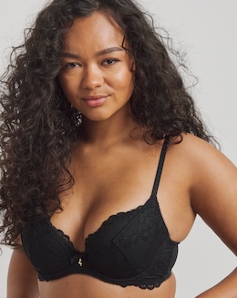 Gossard Superboost Lace Padded Plunge Bra Black