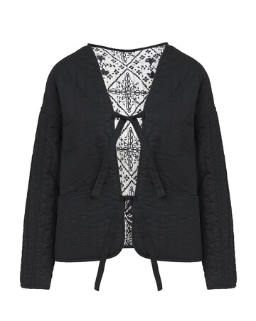 Simply Be Reversible Black & Mono Print Tie Front Jacket