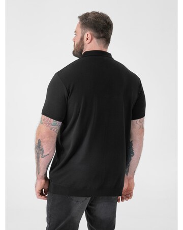 D555 Big And Tall Kennedy Cable Knitted Polo With Quarter Neck Zip -Black