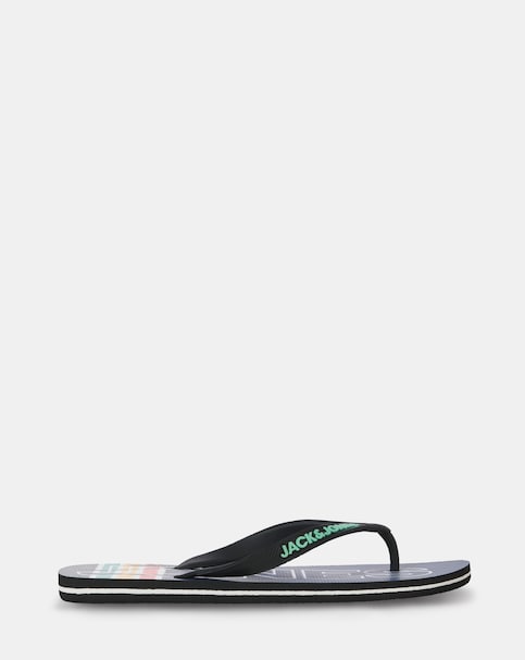 JACK & JONES Palm Print Flip Flops - Navy