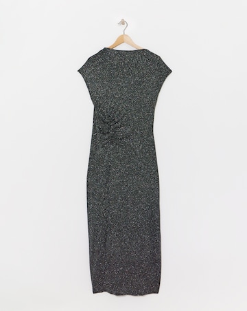 Slash Neck Grown On Sleeve Glitter Dress