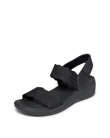 Skechers Arya Glitter Knit Sling Back Black Sandals - Standard Fit (D)