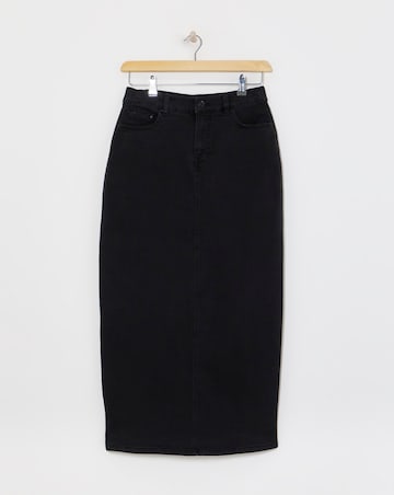 24/7 Black Maxi Denim Skirt