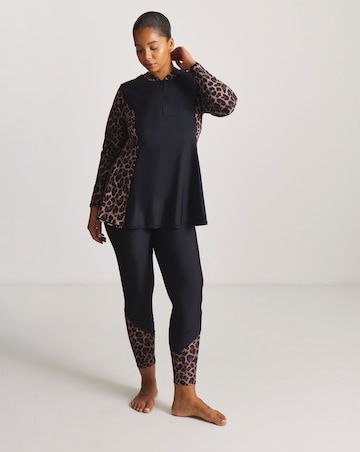 Sports Swim Rash Guard Black/Leopard