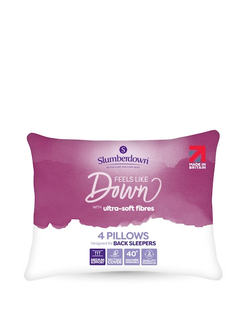 Slumberdown Feels Like Down Medium Support 4 Pack Pillows