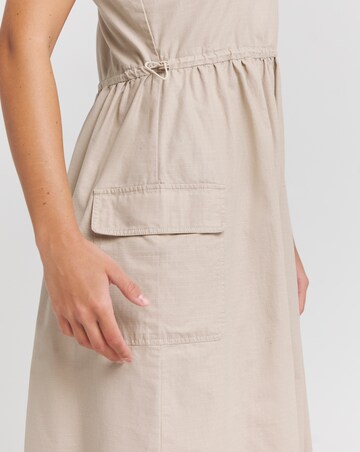 Stone Cargo Patch Pocket Midi Dress