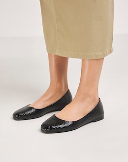 Clarice Square Toe Ballerina Shoes - Wide Fit (E)
