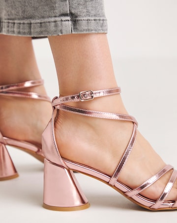 Elle Cross Ankle Strap Heeled Sandals - Extra Wide Fit (EEE)
