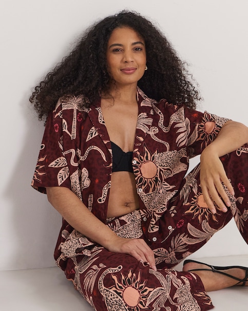 Beach Printed Shirt And Trouser Co-Ord