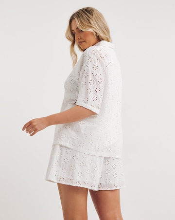 White Broderie Boxy Shirt