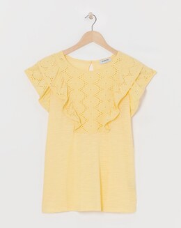 Simply Be Pale Yellow Broderie Yoke Top