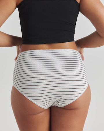 Pretty Secrets (5 Pack) Lace Top Full Brief Knickers Mono Stripe
