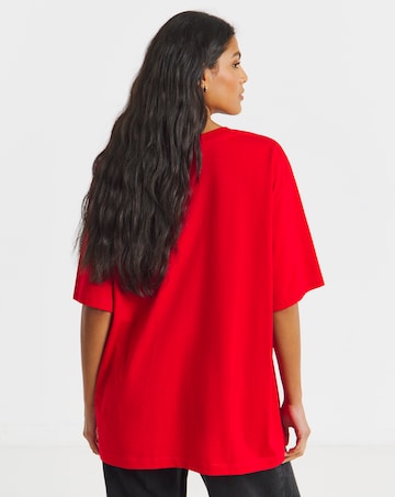 Simply Be Red Leopard Star Graphic Oversized T-Shirt