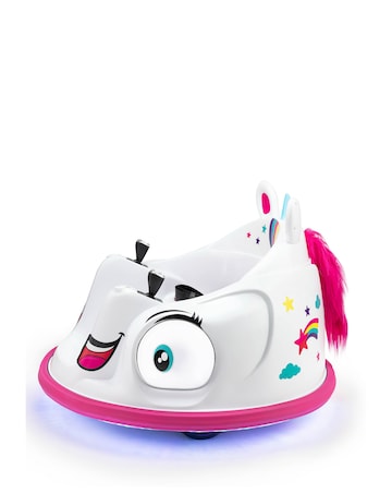 Xootz Kids Electric Unicorn Bumper Car Ride-On - White