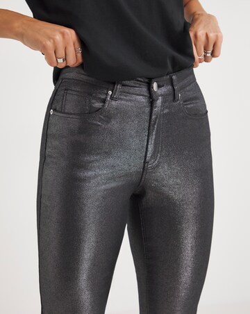 Pewter Metallic Slim Leg Jean