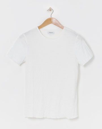 White Textured Jersey Frill Hem Top