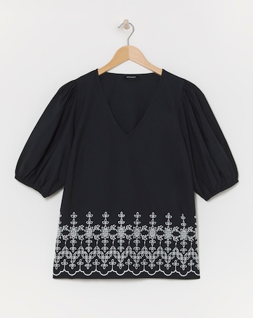 Black Lace Insert Broderie Top