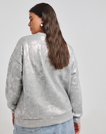 Grey Marl & Silver Distressed Foil Sweatshirt