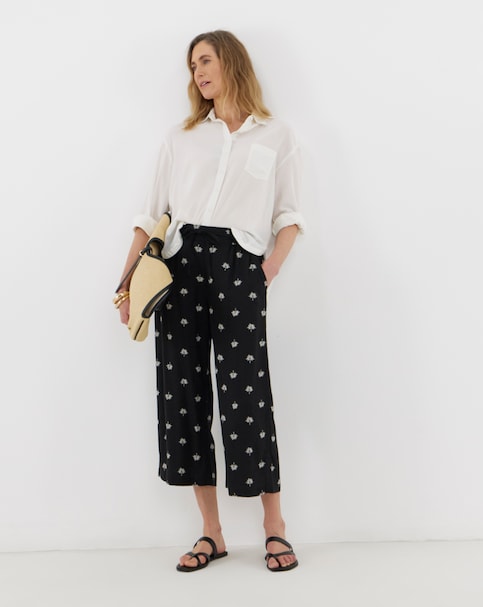 Linen Mix Wide Leg Culotte