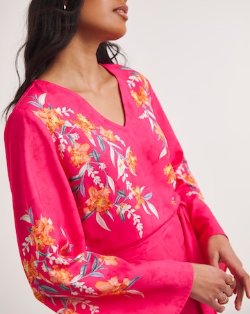 Raishma Studio Floral Print Tie-Front Midi Dress