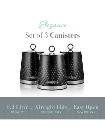 Swan Elegance Set of 3 Canisters - Black
