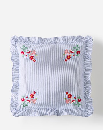 Julipa Estella Floral Embroidered Ruffle Cushion