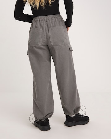 Grey Cord Wide Leg Cargo Jean Coord