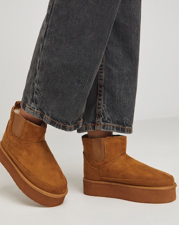 Edith Flatform Warm Lined Chelsea Snug Boots - Wide Fit (E)