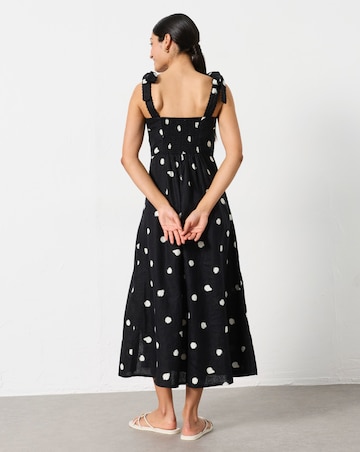 FatFace Delphine Linen Spot Midi Dress