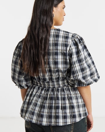 Brushed Cotton Puff Sleeve Tea Blouse