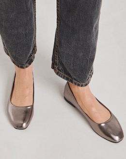 Clarice Square Toe Ballerina Shoes - Wide Fit (E)
