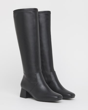Claudia Low Block Heel Knee High Boots - Wide Fit (E) & Standard/Curvy Calf