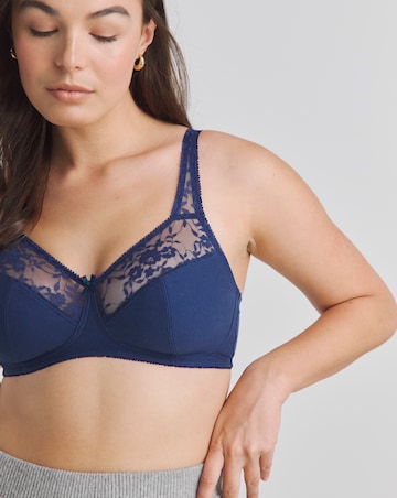 Pretty Secrets (2 Pack) Cotton Lace Non Wired Full Cup Bras (B-G) Navy/Blush