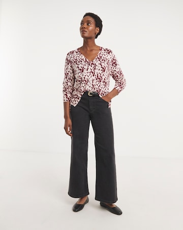 Print V Neck Jumper