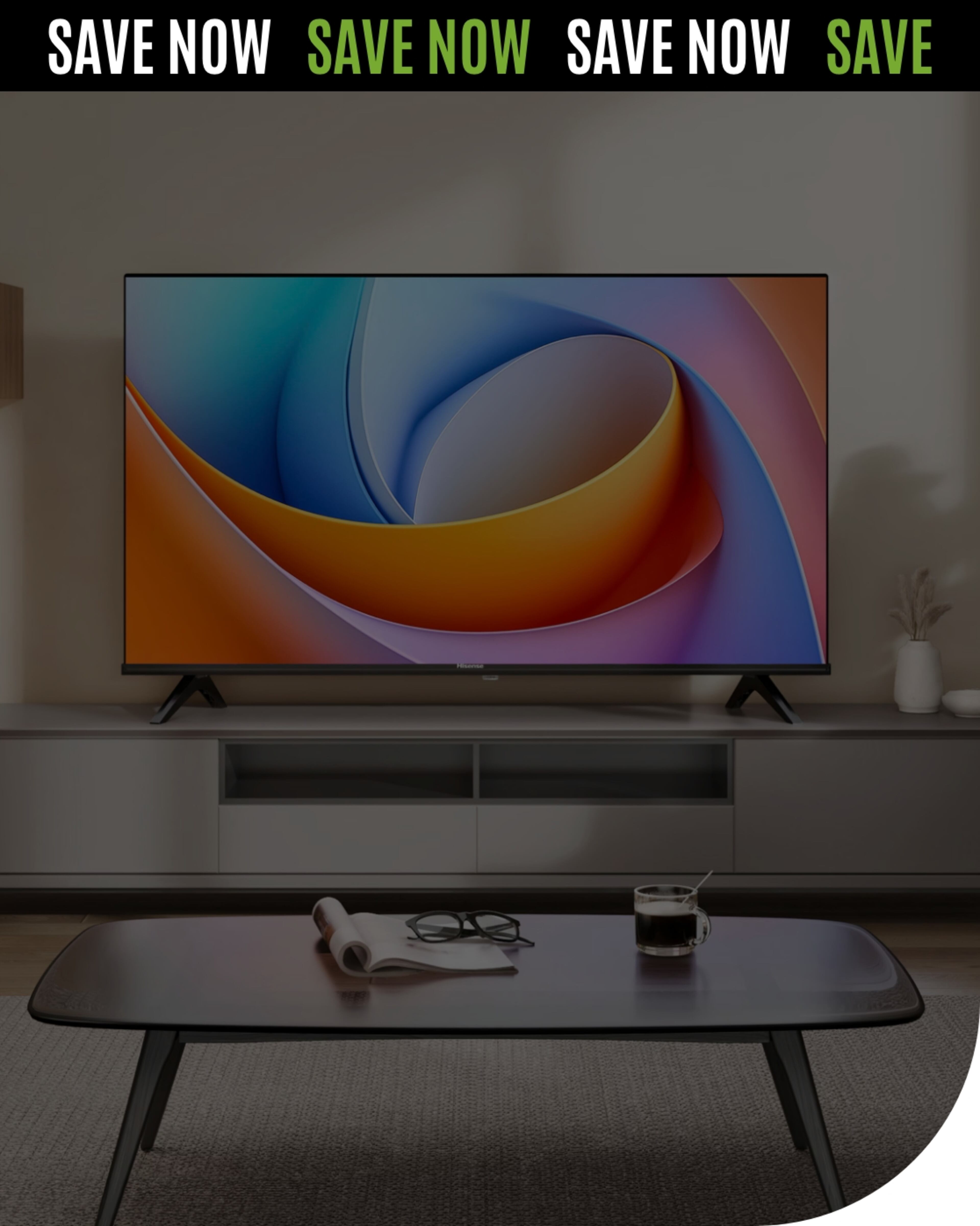 Modern Television Displaying Abstract Art in a Living Room