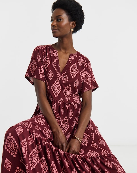 Jersey Notch Neck Maxi Dress