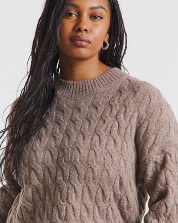 Cosy Yarn Mocha Cable Knit Jumper