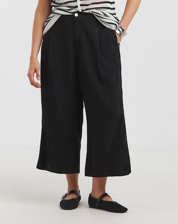 Simply Be Black Crop Wide Leg Jeans with Tencel TM Lyocell