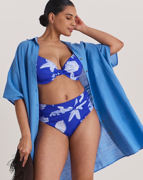 Beach to Beach Button Up Beach Shirt Blue