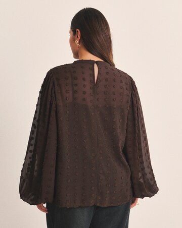 Dobby Exaggerated Sleeve Blouse